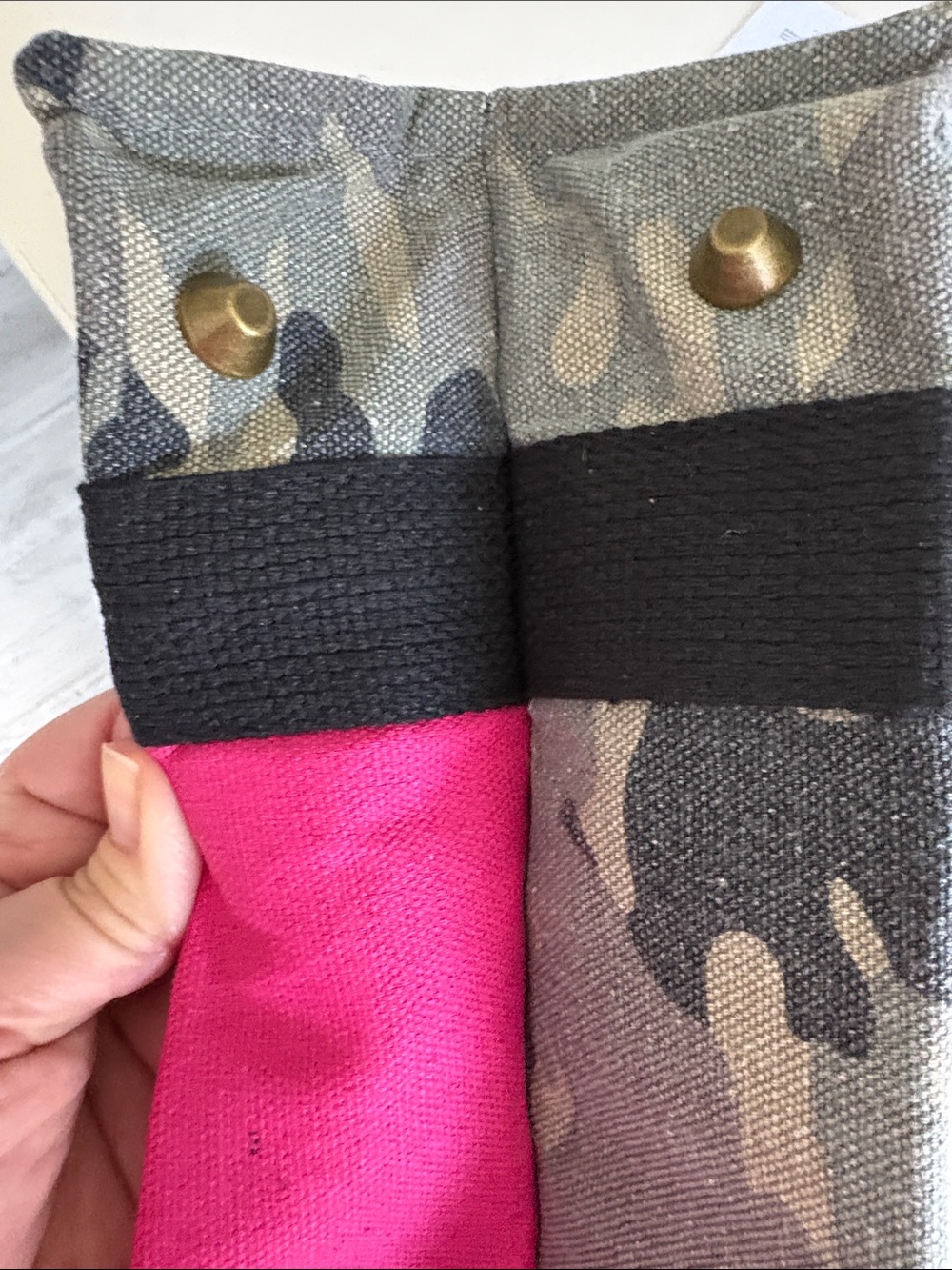 Camo Canvas Tote with Pink Center Panel - Picture 4 of 4